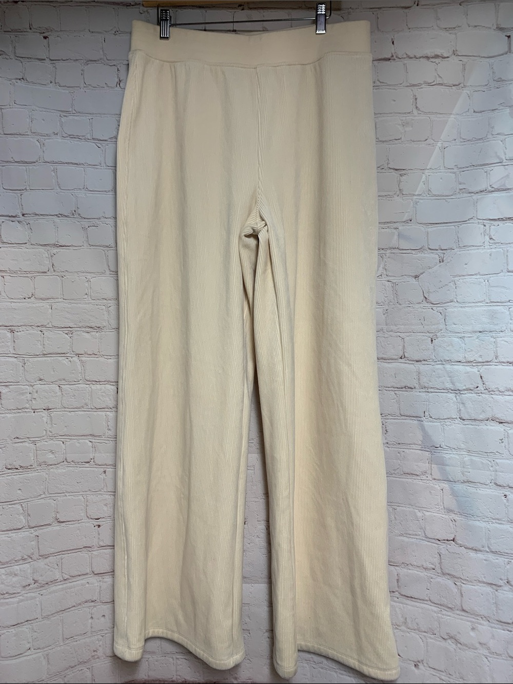 Marine Layer Cream Corduroy Pull On Wide Leg Pants Size L - Picture 2 of 6